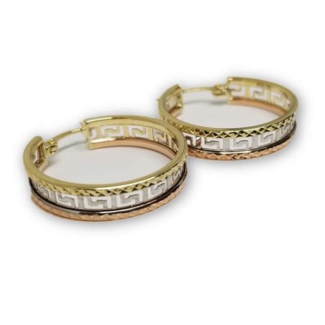 boucle d'oreille en or versace ondulée|Boucles d’Oreilles de Luxe Femme .